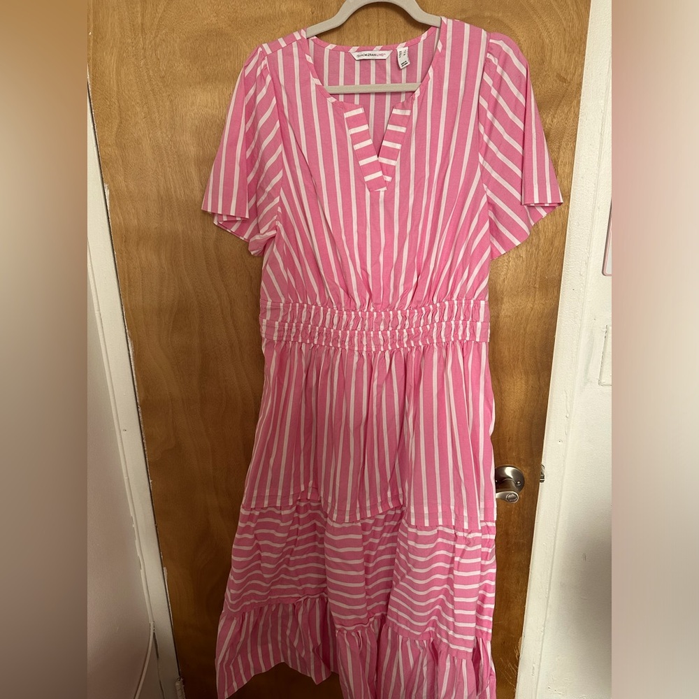 Isaac Mizrahi Pink and White Striped dress